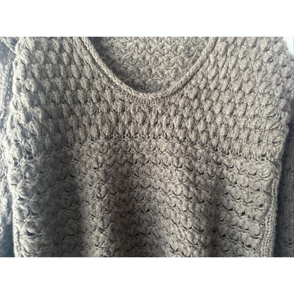Free People Sweater Crashing Waves Wool Blend Chunky Open Knit Cocoa Size XS - Picture 4 of 13